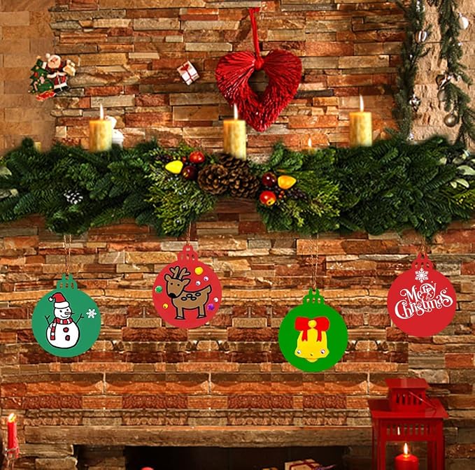 Artmag 50pcs Christmas Unfinished Wood Wooden DIY Ornaments Blank Round Wood - Image 4