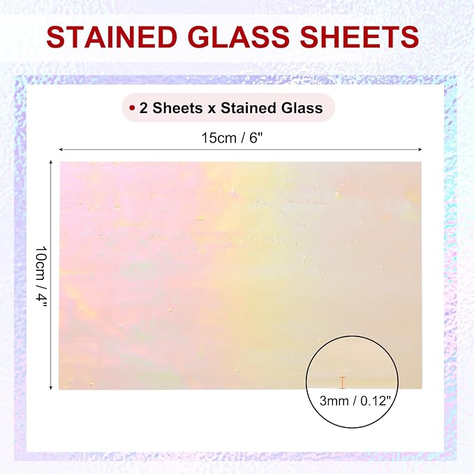 PATIKIL 4 x 6 Inch Transparent Stained Glass Sheets, 2 Sheets Mosaic Glass - Image 2