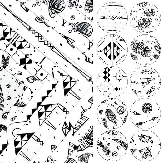 ONEART | 10 Pieces Bohemian Pattern Clear PVC Vinyl Sheets, A4 Size Handraw - Image 4