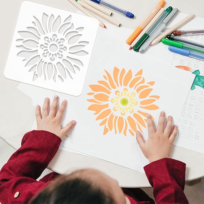 8 Pcs Large Flower Stencils for Painting, 9.84 X 9.84 Inch Flower Stencils for - Image 6