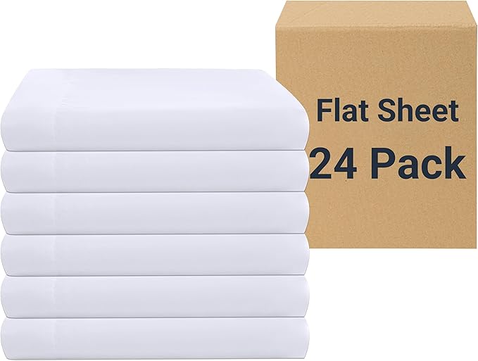 ZPECC White Bulk Flat Sheets Only Twin Size 24 Pack, Easy Sort Top Bed Sheet by by ZPECC-ABrandThatHasBeenFocusedOnBabyProductsFor18Years