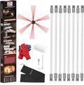 26 Feet Chimney Sweep Kit, Chimney Cleaning Kit with 8 Flexible White Chimney Rods, Chimney Brush, Rotary Chimney Cleaning System Driven by Drill for Sweeping Fireplace