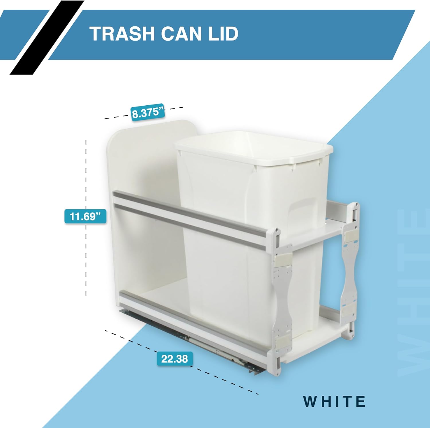 Knape & Vogt QT35LB-WH Trash Can Lid, 1.31-Inch by 14.5-Inch by 9.56-Inch,White