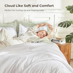 Litanika White Comforter Full Size Set, 3 Pieces Lightweight Solid Bedding - Image 2