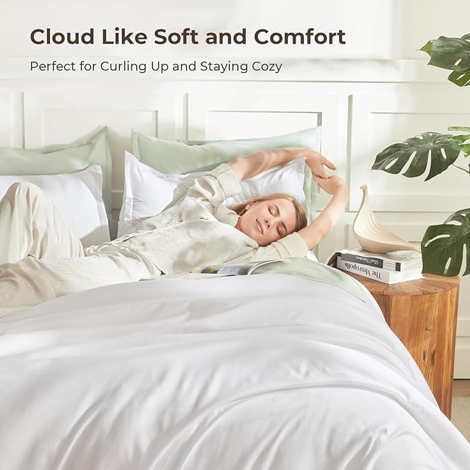 Litanika White Comforter King Size, 3 Pieces Lightweight Solid Bedding - Image 2