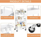 JIUYOTREE 3-Tier Plastic Rolling Storage Cart Utility Cart - Image 6