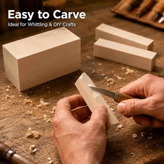 7 Pcs Basswood Blocks, Whittling Wood Carving Kit - Image 4