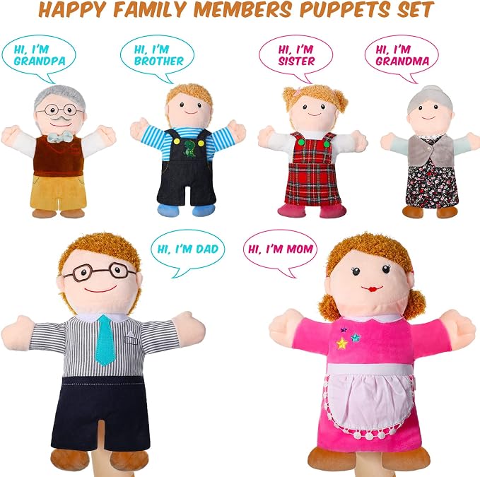 Civaner 6 Pieces Hand Puppet Set 11.8 Inch Family Members Puppets Theater Mother - Image 3