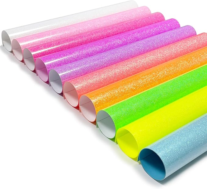 Efuncro- 12'' x 10'' x 10 Sheets Glitter HTV Heat Transfer Vinyl, Iron on - Image 2