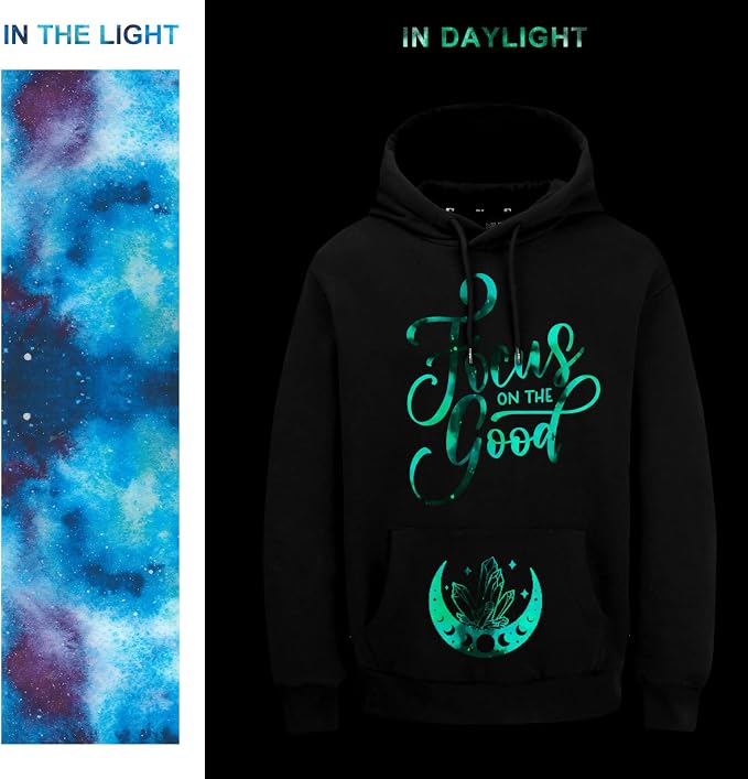 Tintnut Sky Blue Galaxy Glow in the Dark HTV Vinyl, stretch washable, suitable - Image 7