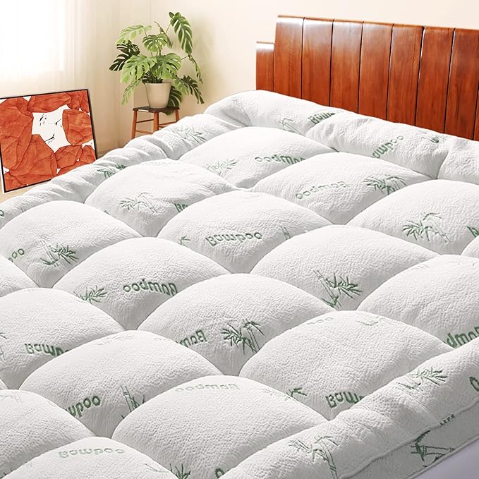 Mattress Topper King Size, Cooling Thick Breathable Viscose Made from Bamboo by SakuraHome