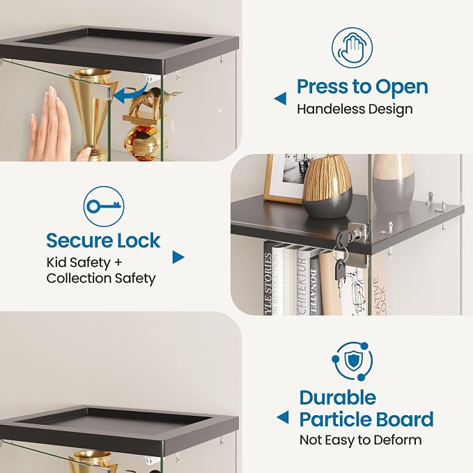 Dystler 6-Tier Glass Display Cabinet, RGB LED Lights & Lock | 66.9" Display Case - Image 6