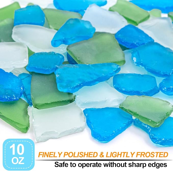 Keedolla Tumbled Sea Glass for Crafts - 10 OZ Flat Frosted Seaglass Pieces - Image 3