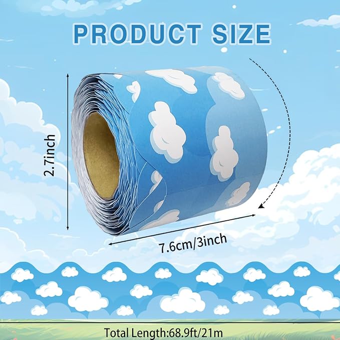 69 Ft Bulletin Board Borders, Straight Rolled Border Trim - Image 2