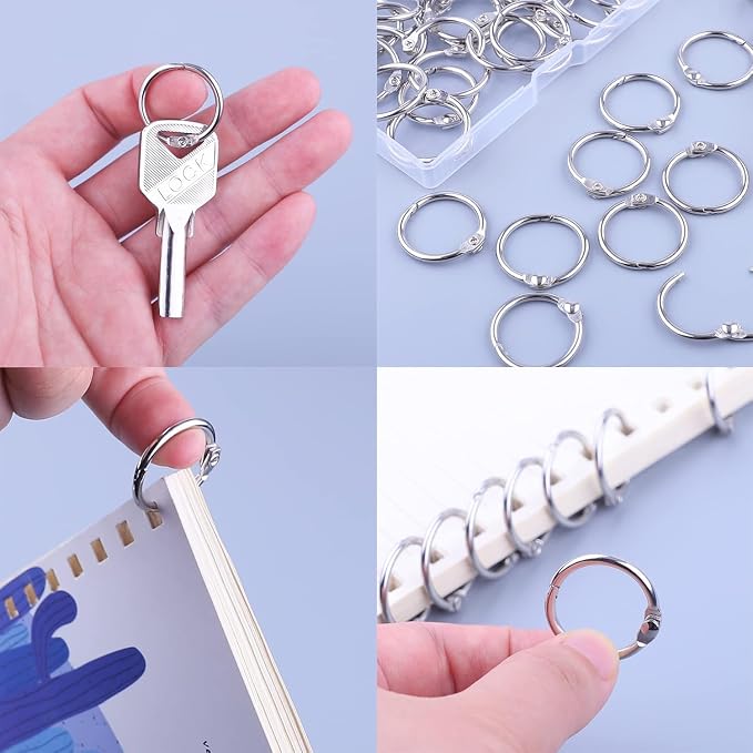 AKONEGE 1 Inch Loose Leaf Binder Rings, Metal Office Book Rings, Nickel Plated - Image 4