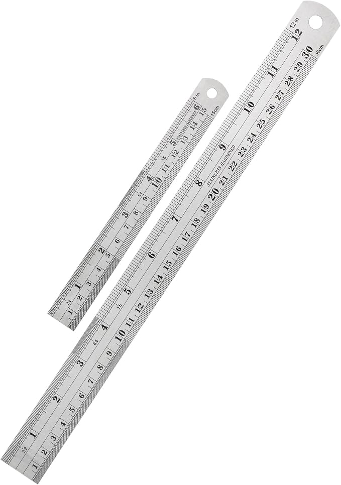 Mr. Pen- Metal Straight Edge Ruler, 2 Pack, Imperial & Metric Measurements by MrPen