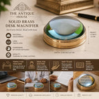 Vintage Solid Brass Desk Magnifying Glass Chart Paper Reader Weight Magnifier - Image 7