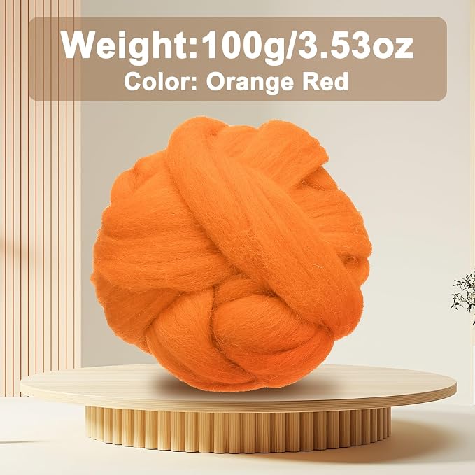uxcell 3.53oz Wool Roving Yarn, Needle Felting Wool Fiber DIY Craft Needle Wet - Image 2