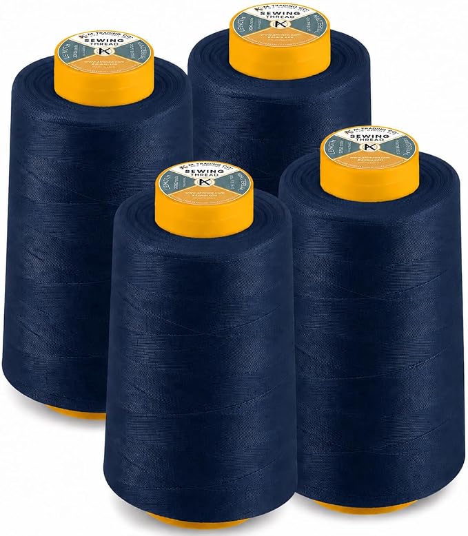 AK TRADING CO. 4-Pack Navy Blue All Purpose Sewing Thread Cones of High Tensile by Fabrics%7CEventDecor%7CCrafts%7CUpholsteryFoam