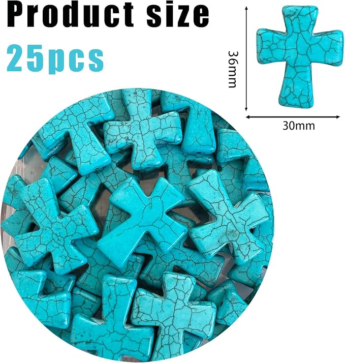 Turquoise Cross Beads for Bracelet Making - Image 2
