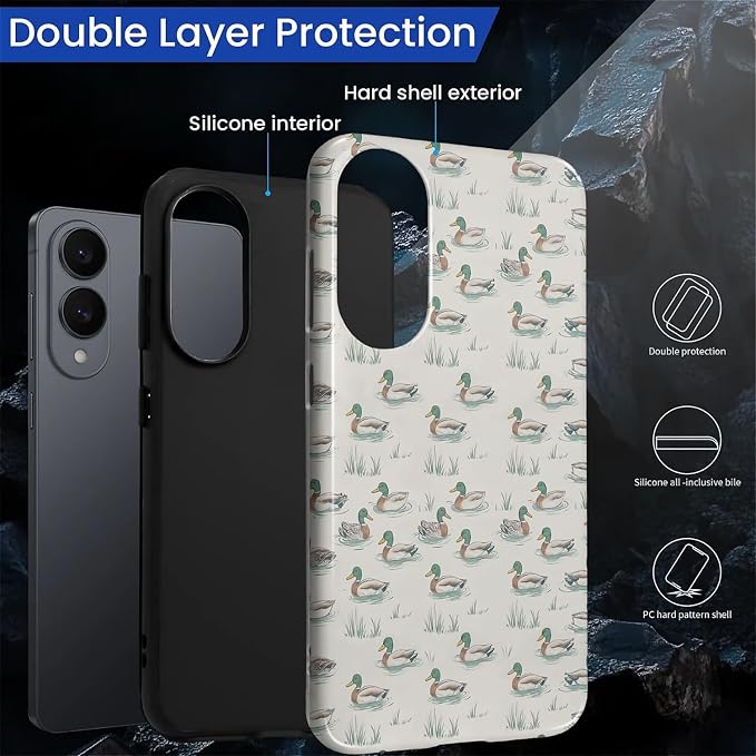 for Samsung Galaxy S25 Edge Case, Cute Duck Pattern Glossy 2 in 1 Shockproof - Image 3