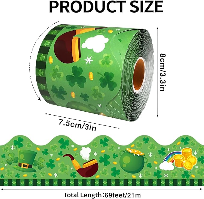 69 Feet St Patricks Day Bulletin Board Borders Lucky Shamrock Clover Rainbow - Image 2
