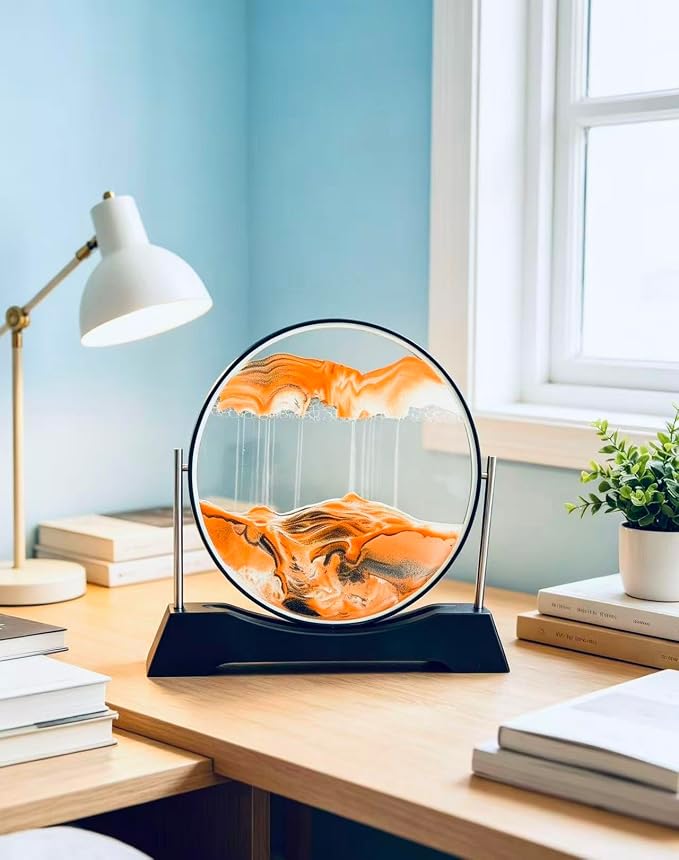 3D Moving Sand Art Glass Ornament, Stress Relief Desk Decor Gift - Image 2