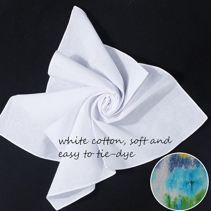 White Bandana for Tie Dye Party Supplies Plain Solid Cotton Large Headband Head - Image 4