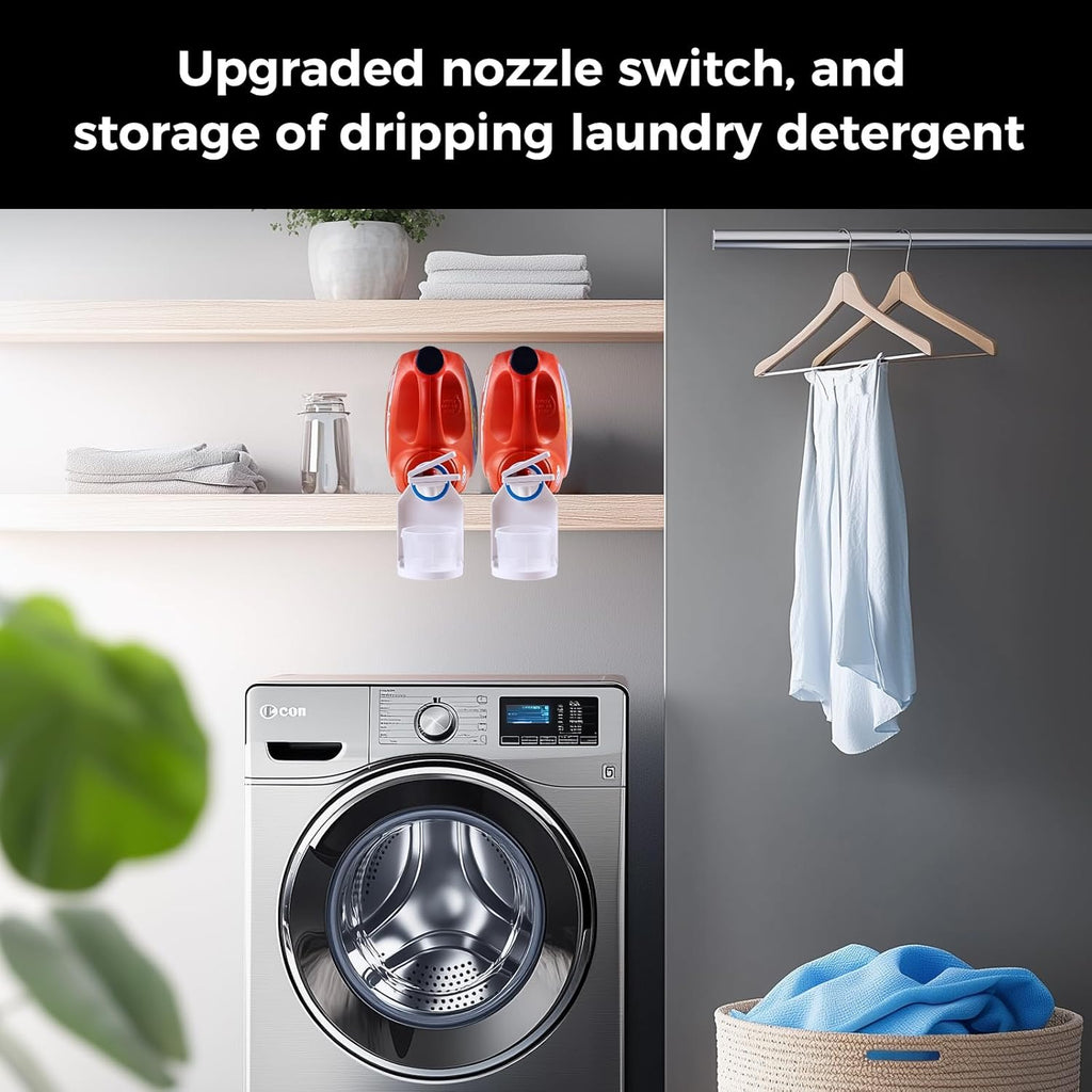 Laundry Detergent Dispenser Cup Holder & Nozzle Force-Saving Switch, Drip Catcher, Soap Dispenser, Room Organization and Storage