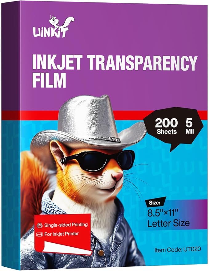 Uinkit Inkjet Transparency Film 8.5x11 200Sheets OHP Overhead Projector Film by UinkitHandicraftsandConservationSpecialist
