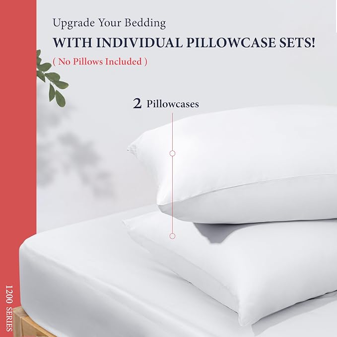 100% Egyptian Cotton Pillow Cases King Size Set of 2 - Image 3