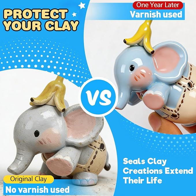 3.4FL OZ Air Dry Clay Glaze, High Gloss Varnish, Protective Sealant to Prevent - Image 2