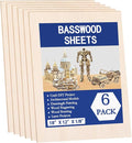 6 Pack Basswood Sheets for Crafts 12x18x1/8 Inch, 3mm Thick Unfinished Balsa by KMRIPYUSPORTS