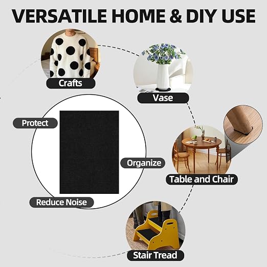 6PCS Large Self Adhesive Felt Sheet, 13.4"x10.8", 2mm Thick Stiff Black Felt - Image 6