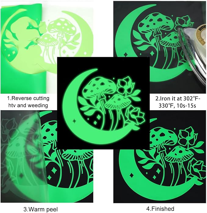 FUNKAKA Glow in The Dark Heat Transfer Vinyl Roll, Glow in Dark HTV Vinyl - Image 5