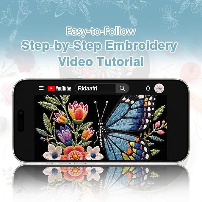RidaaFri Embroidery Kit for Beginners, 3 Pk Stamped Butterfly DIY Craft Supplies - Image 6