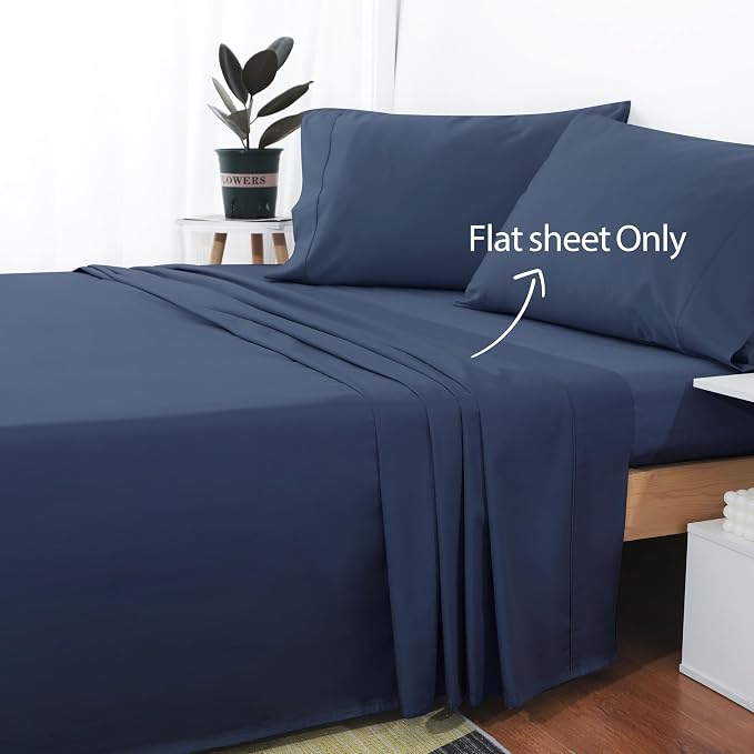 Cotton Twin Flat Sheet Only, 600 Thread Count 100% Egyptian Cotton Top Sheet - Image 2