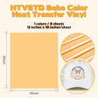 HTVSTD Moccasin Orange Boho HTV Heat Transfer Vinyl 8pcs 12×10in | Vivid Color - Image 2