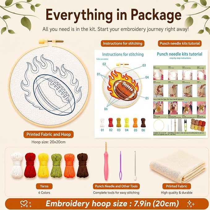 ZMYORAH American Football Punch Needle Kit - Image 2