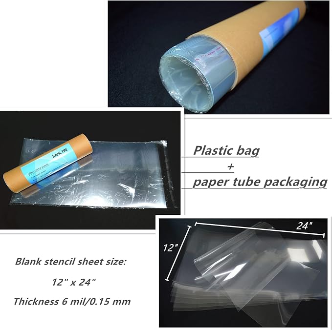 BANLTRE 10 Pack 12" x 24" 6mil/0.15mm Thick Clear Blank Stencil Sheet - Image 3