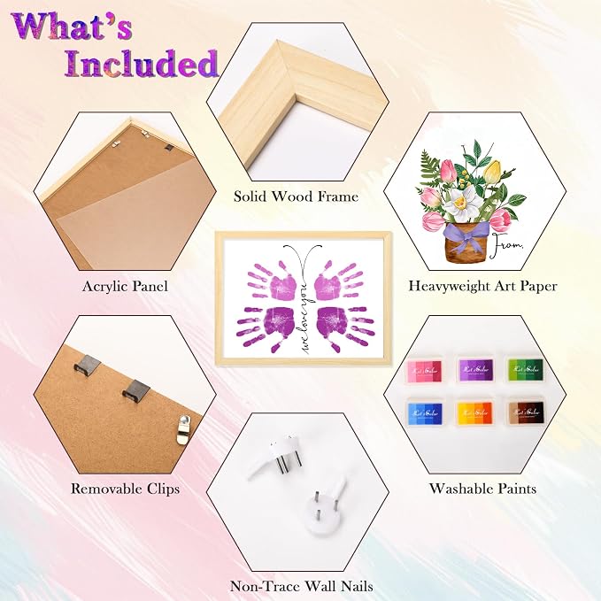 CLUSIVC Mother’s Day Handprint Flower Craft Kit – DIY Flower Bouquet Gift - Image 3