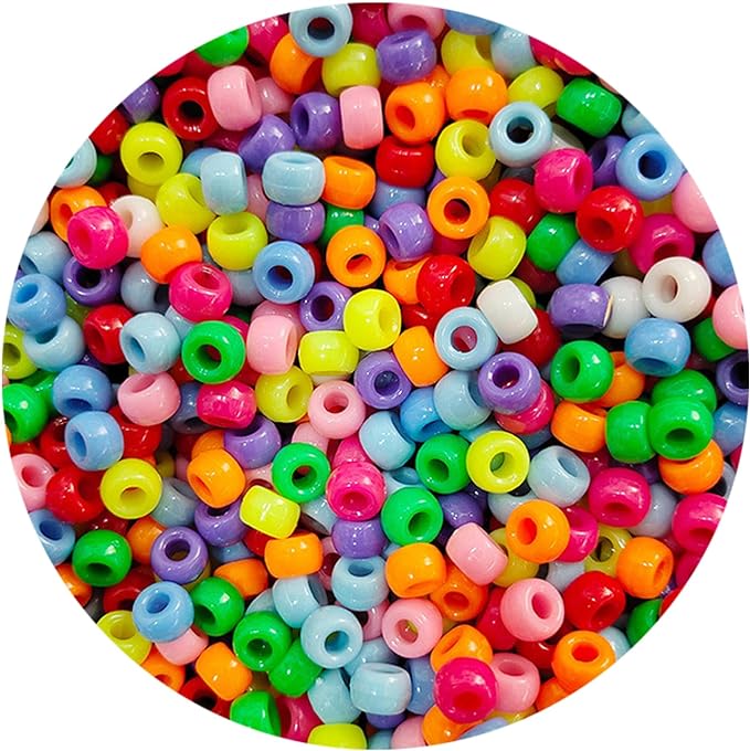 2000+ Pony Beads Bulk 6x9mm Multi-Colored Plastic Craft Beads Set, Bulk Hair by YUSLROB