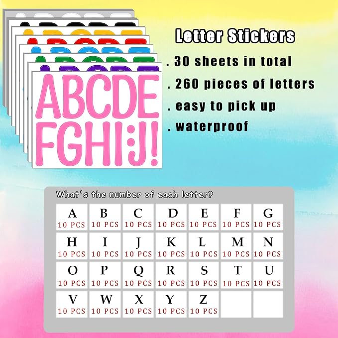 Bemeol 30 Sheets Large Letter Stickers 4 Inch Alphabet Letter Stickers Self - Image 2