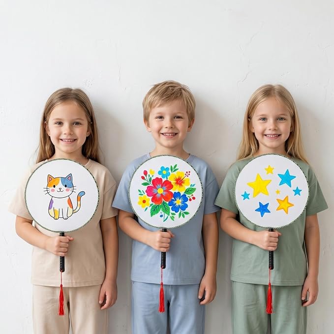 Healifty 10 Pcs Blank Round Hand Fans - Image 2