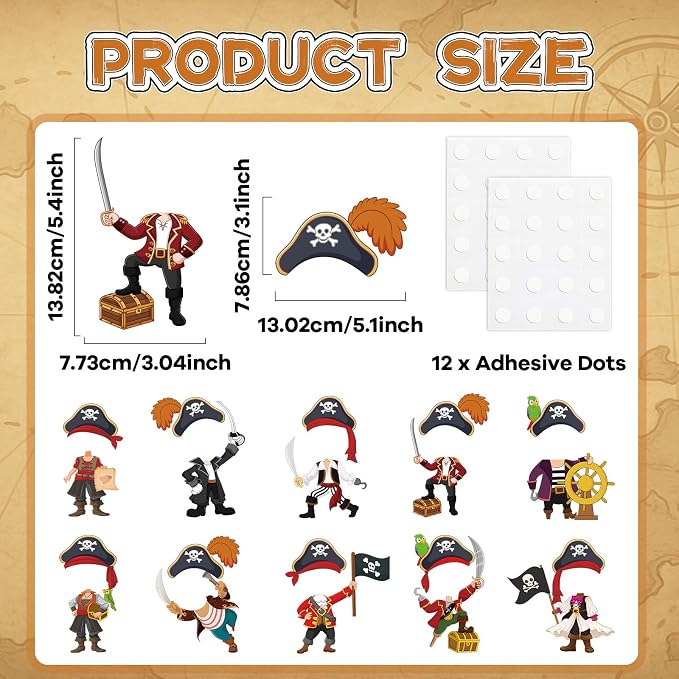 60pcs Pirate Cutouts Pirate Treasure Theme Bulletin Board Decorations Skull Hat - Image 2