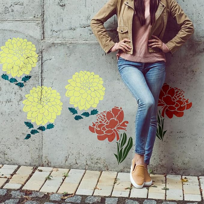 8 Pcs Large Flower Stencils for Painting, 11.81 X 11.81 Inch Flower Stencils - Image 2