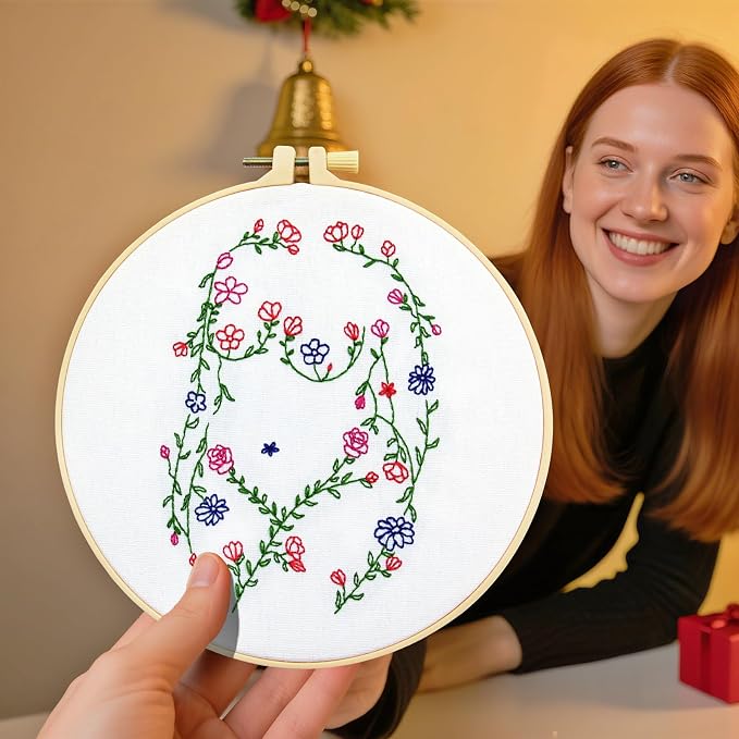 Woman Flowers Embroidery Kits for Beginners Adults, Floral Hand Embroidery - Image 4