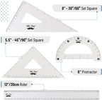 Mr. Pen- Metal Geometry Kit, 4 Pack, 45° & 30°/60° Set Squares | 6" Protractor - Image 2