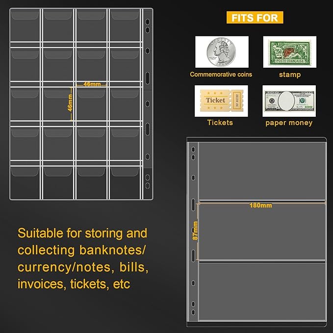 ANKHOH Zippered Coin Collection Book, 200 Pockets and 30 Bill Sleeves | PU - Image 4