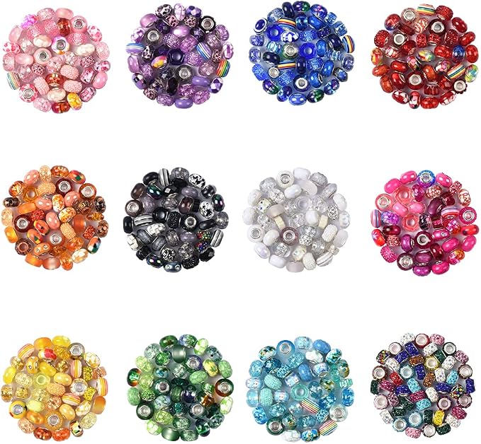 Aipridy 200 Pieces Assortment European Large Hole Beads Spacer Beads Rhinestone - Image 5
